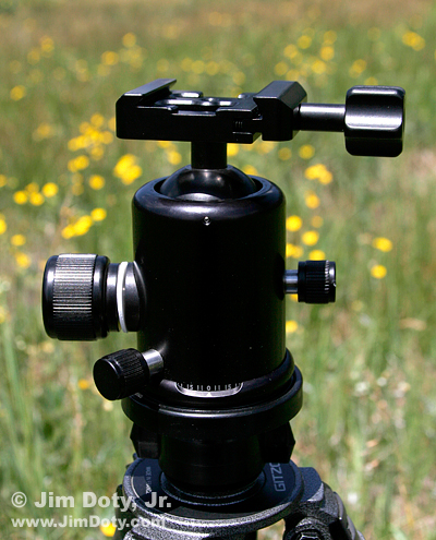 Ball head with built in Arca-Swiss compatible jaws. Photo copyright Jim Doty Jr.