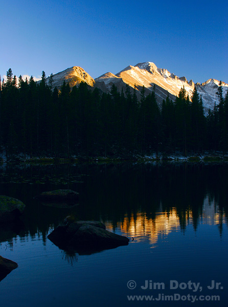 Long's Peak and Nymph Lake. Photo copyyright Jim Doty Jr.